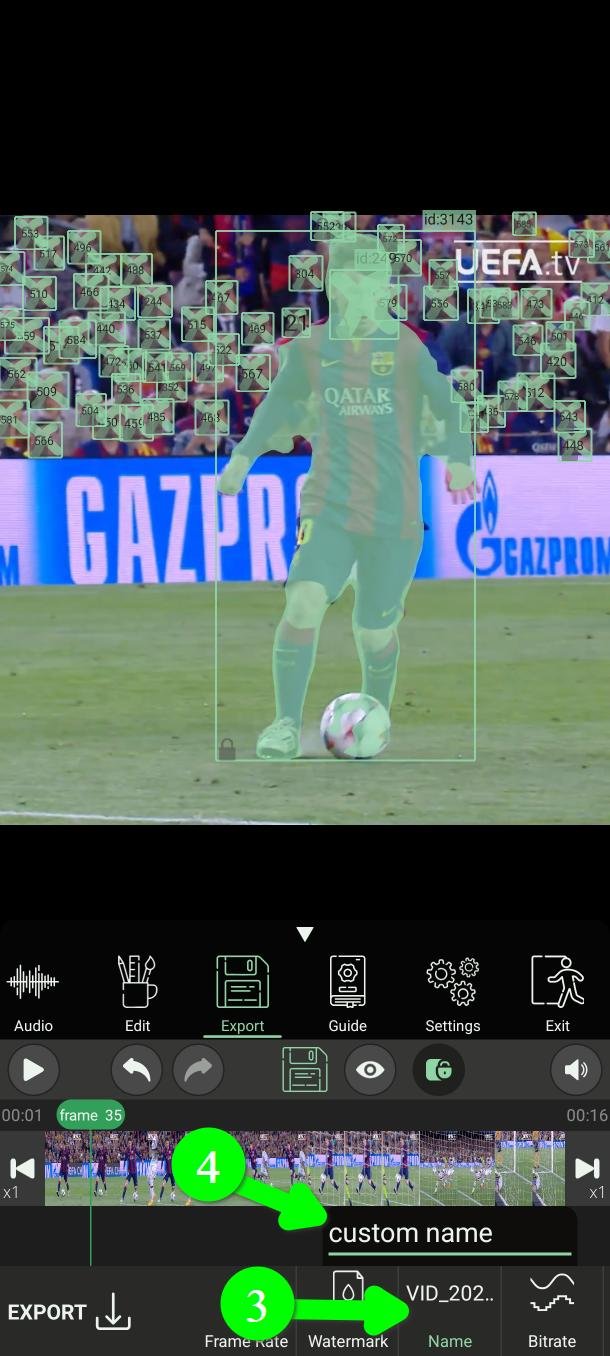 تحديد اسم ملف الفيديو المصدَّر في PutMask