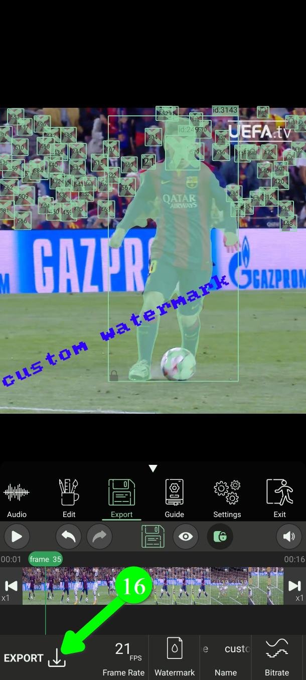 الضغط على زر التصدير في PutMask