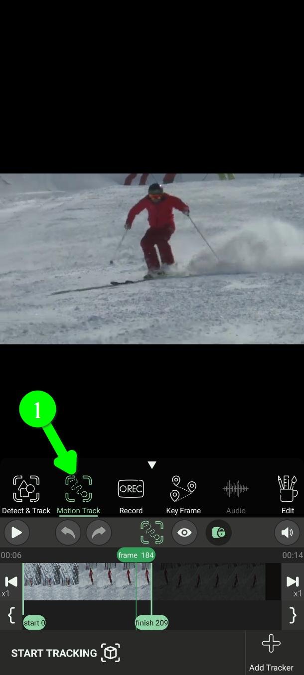 AndroidのPutMaskメインメニューでモーショントラックボタンをタップする
